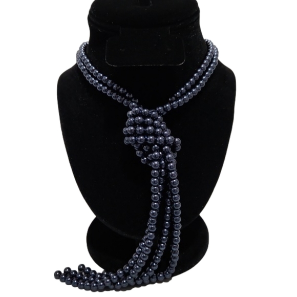 Charter Club Jewelry - NWT Charter Club Gold with Navy Imitation Pearl Knot Necklace